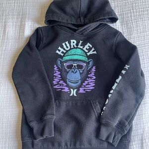 Hurley Black Kids Hoodie with Teal & Purple Monkey Graphic